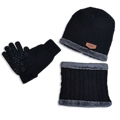 3pcsset Winter Knitted Beanie Women Fashion Hats With Scarves Gloves Thick Warm Hat Solid Color Caps Friend Gift Lightinthebox