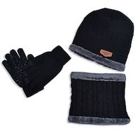 3pcsset Winter Knitted Beanie Women Fashion Hats With Scarves Gloves Thick Warm Hat Solid Color Caps Friend Gift Lightinthebox - thumbnail
