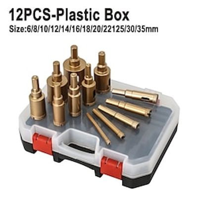 12Pc 6-35mm Diamond Brazed Core Dry Drill For Porcelain Tiles Marble Glass Granite Hole Saw Cutter Accessories Saw Cutting Lightinthebox