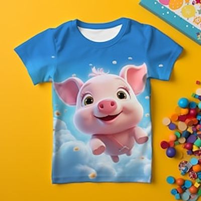 Girls' 3D Cartoon Tee Shirt Short Sleeve 3D Print Summer Active Fashion Cute Polyester Kids 3-12 Years Crew Neck Outdoor Casual Daily Regular Fit Lightinthebox