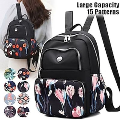 Women's Backpack School Bag Bookbag Mini Backpack Commuter Backpack School Outdoor Daily Flower Oxford Cloth Large Capacity Waterproof Lightweight Zipper Style Three Section 1 Section 10 Lightinthebox