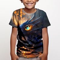 Boys 3D Dragon Tee Shirt Short Sleeve 3D Print Summer Active Sports Fashion Polyester Kids 3-12 Years Crew Neck Outdoor Casual Daily Regular Fit miniinthebox