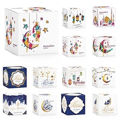 Eid Mubarak Treat Gifts Boxes Moon Castle DIY Boxes for Ramadan Eid Party Favor Boxes Gable Goodie Candy Boxes for Muslim Eid al-Fitr Present Supplies Islamic New Year Gifts Boxes Lightinthebox