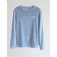 Women's Fleece Loungewear Top Letter Warm Simple Plush Home Street Daily Coral Fleece Coral Velvet Warm Breathable Crew Neck Long Sleeve Fall Winter Black White Lightinthebox - thumbnail