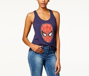 Embellished Superhero Graphic Tank Top  Navy