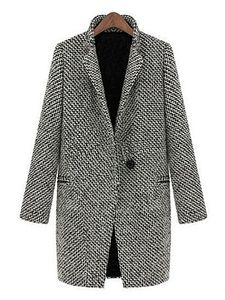 Elegant Zigzag Striped Lapel With Pockets Coats