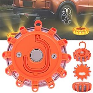 [8 pack] led road flares safety flashing warning light roadside emergency disc beacon kit for vehicles boats with magnetic base amp; hook, premium storage bag (batteries not included) (8) Lightinthebox