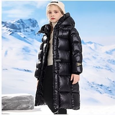Kids Girls' Down Coat Solid Color Active Zipper School Coat Outerwear 4-13 Years Spring Black Lightinthebox
