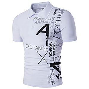 Men's Polo Letter Short Sleeve Casual Tops Fashion White Black Light gray Lightinthebox