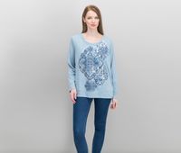 . Womens Long-Sleeve Metallic-Graphic Sweatshirt  Medallion Trio - thumbnail