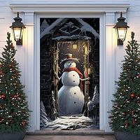Christmas Snowman Door Covers Xmas Decoration Backdrop Door Banner for Front Door Farmhouse Christmas Holiday Party Decor SuppliesDoor Tapestry Door Curtain miniinthebox - thumbnail