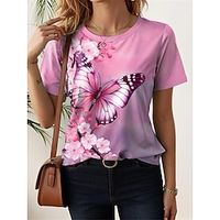 Women's T shirt Tee Floral Daily Weekend Purple Print Short Sleeve Fashion Crew Neck Regular Fit Summer Lightinthebox
