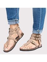 Plain Flat Peep Toe Casual Date Flat Sandals - thumbnail
