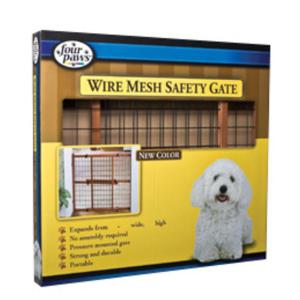 Four Paws Wire Mesh Safety Gate With Coated Wire, Mahogany Stain 32