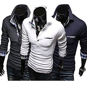 Men's Golf Shirt Plaid Button-Down Long Sleeve Street Tops Cotton Sportswear Casual Comfortable White Dark Gray Navy Blue Lightinthebox