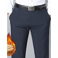 Men's Sherpa Dress Pants Winter Pants Trousers Suit Pants Pocket Plain Comfort Breathable Outdoor Daily Going out Fashion Casual Black Dark Blue Lightinthebox - thumbnail