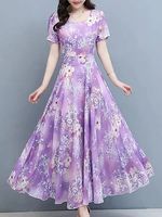 Ice silk mid-length dress