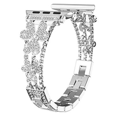 1PC Smart Watch Band Compatible with Apple iWatch Series 8 7 6 5 4 3 2 1 SE Jewelry Bracelet for iWatch Smartwatch Strap Wristband TPU Stainless Steel Bling Diamond Rugged Stainless Steel Buckle Lightinthebox