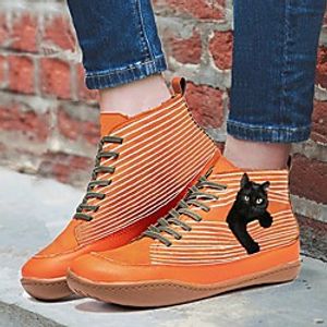 Women's Boots Flat Heel Round Toe PU Animal Patterned Yellow Red Blue miniinthebox