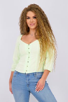 Womens Button Closure Top Lime Green Womens Button Closure Top Lime Green