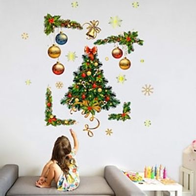 Merry Christmas Window Wall Sticker Decals Snowflake Santa Claus Home Xmas Decor Christmas Bulk Gifts Return Pallets for Sale Liquidation Lightinthebox