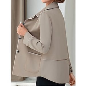Women's Casual Jacket Street Daily Wear Vacation Spring Fall Regular Coat Loose Fit Windproof Breathable Stylish Sporty Chic  Modern Jacket Long Sleeve Pure Color with Pockets Black Red Khaki Lightinthebox