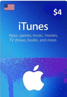 $4 USA Apple iTunes Gift Card (Instant E-mail Delivery)