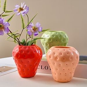 Simulation Fruit Strawberry Vase Living Room Home Decoration Decoration Accessories Hydroponic Flower Vase Dry Flower Vase Desktop Decoration Resin Crafts Gifts 1PC miniinthebox
