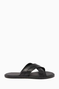 Plage Crisscross Calf Leather Slides
