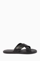 Plage Crisscross Calf Leather Slides - thumbnail