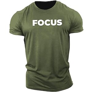 Men's T shirt Tee Letter Crew Neck Yellow Army Green Dark Gray Red Navy Blue Casual Weekend Clothing Apparel Cotton Cool Muscle miniinthebox