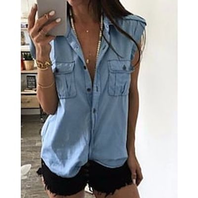Women's Vest Denim Jacket Denim Vest Daily Daily Wear Going out Spring Summer Regular Coat Regular Fit Casual Trendy Street Style Jacket Sleeveless Solid Color Light Blue Navy Blue Stand Collar Lightinthebox Women's Vest Denim Jacket Denim Vest Daily Daily Wear Going out Spring Summer Regular Coat Regular Fit Casual Trendy Street Style Jacket Sleeveless Solid Color Light Blue Navy Blue Stand Collar Lightinthebox