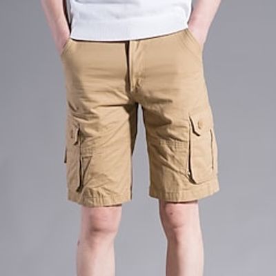Men's Cargo Shorts Shorts Hiking Shorts Multi Pocket Plain Comfort Wearable Knee Length Casual Daily Going out Sports Stylish Black Green Lightinthebox
