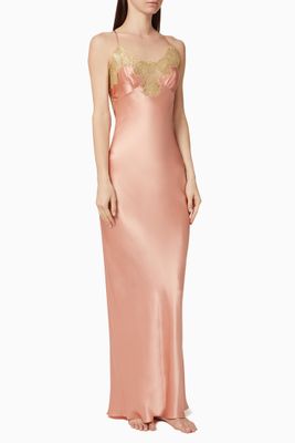 Gina Long Slip Dress in Silk & Lace Gina Long Slip Dress in Silk & Lace