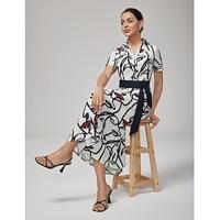 Abstract Face Art Short-Sleeve Shirt Dress