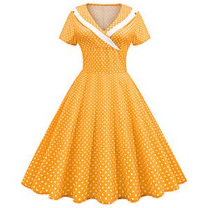 Audrey Hepburn Vintage Dress Women's Spandex Costume Yellow  Blushing Pink  Blue Vintage Cosplay Date Short Sleeve Lightinthebox