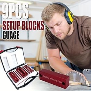 9pcs Set Metric Inch Woodworking Mounting Block Height Gauge Precision Aluminum Alloy Mounting Stick Woodworking Table Saw Accessories miniinthebox