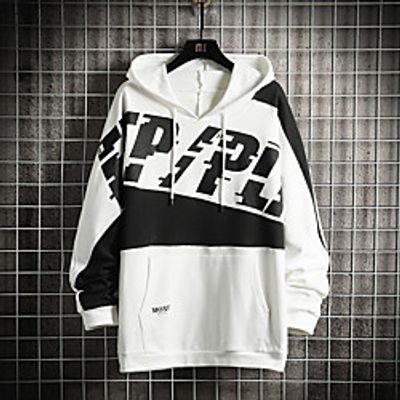 Men's Pullover Hoodie Sweatshirt Graphic Letter Front Pocket Print Casual Daily Holiday Casual Big and Tall Hoodies Sweatshirts  Green Blue White miniinthebox