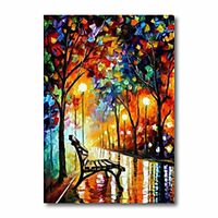 Oil Painting Handmade Hand Painted Wall Art Abstract Back to School Rain 3D Palette Knife Home Decoration Decor Stretched Frame Ready to Hang Lightinthebox - thumbnail