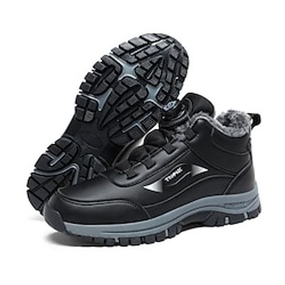 Men's Sneakers Comfort Shoes Walking Casual Athletic PU Slip Resistant Elastic Band Black Gray Winter Lightinthebox