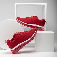 Men's Women's Sneakers Plus Size Outdoor Flat Heel Round Toe Fashion Sporty Casual Walking Tissage Volant Lace-up Solid Color Black Red Gray Lightinthebox - thumbnail