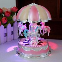 Plastic Carousel Music Box with Flash Light Children Kids Birthday Christmas Gift Bedroom Home Decor