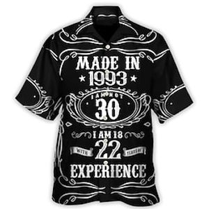 Men's Shirt Summer Hawaiian Shirt Letter Graphic Prints Turndown Black Casual Holiday Short Sleeve Button-Down Print Clothing Apparel Tropical Fashion Streetwear Hawaiian Lightinthebox