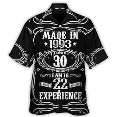 Men's Shirt Summer Hawaiian Shirt Letter Graphic Prints Turndown Black Casual Holiday Short Sleeve Button-Down Print Clothing Apparel Tropical Fashion Streetwear Hawaiian Lightinthebox
