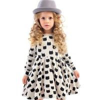 Girls Cat Printed Princess Dress