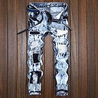 Men's Vintage Streetwear Casual Daily Jeans Chinos Pants Gradient Full Length Pocket Patchwork Blue Lightinthebox - thumbnail