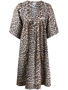 GANNI leopard print smock dress - Black