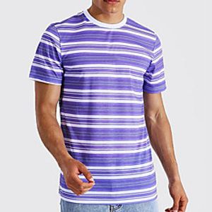 Men's Tee T shirt Shirt Striped Graphic Short Sleeve Casual Tops Basic Designer Slim Fit Big and Tall Blue miniinthebox