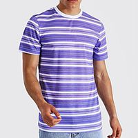 Men's Tee T shirt Shirt Striped Graphic Short Sleeve Casual Tops Basic Designer Slim Fit Big and Tall Blue miniinthebox - thumbnail