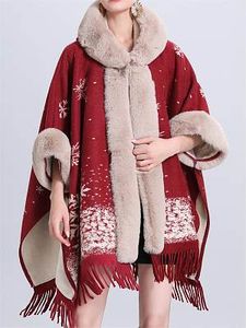 Women's Christmas Snowflake Elk Cape Cape Loose Woolen Jacket Cardigan